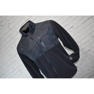 New Balance Fleece Jacket Mens Large Blue Full Zip Hybrid Chest Pocket